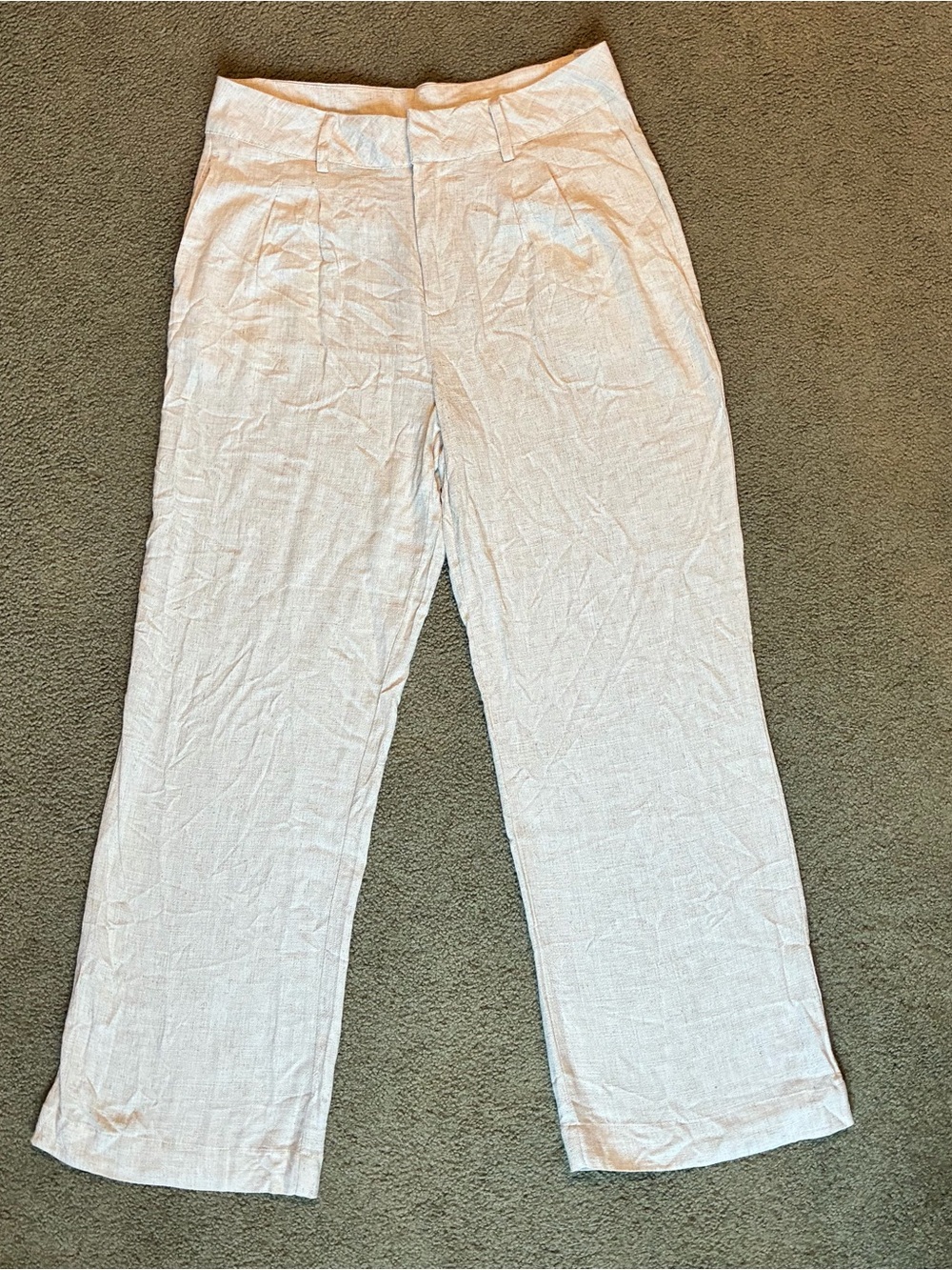 Thread Supply NWT Wide Leg Trousers Cream Linen Blend Lightweight Dress Pants L